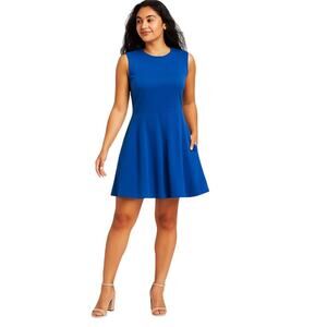 NY&C Women's Large Summer Dress Royal Blue Cotton Crisscross Back